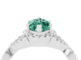 White gold Marquise Cut Green Sapphire  Halo Twist Band Solitaire Prong Setting Ring_34