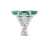 White gold Marquise Cut Green Sapphire  Halo Twist Band Solitaire Prong Setting Ring_35