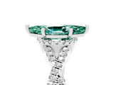 White gold Marquise Cut Green Sapphire Halo Twist Band Solitaire Prong Setting Ring_5