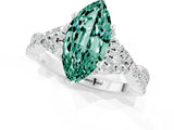 White gold Marquise Cut Green Sapphire  Halo Twist Band Solitaire Prong Setting Ring_61
