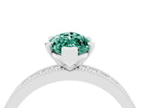 White gold Marquise Cut Green Sapphire Milgrain Pavé Engagement Ring with Four-Prong Setting_4