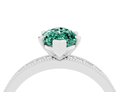 White gold Marquise Cut Green Sapphire Milgrain Pavé Engagement Ring with Four-Prong Setting_4