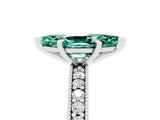 White gold Marquise Cut Green Sapphire Milgrain Pavé Engagement Ring with Four-Prong Setting_5