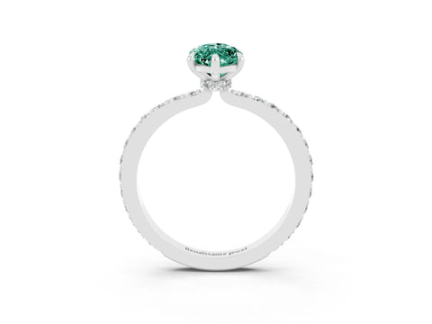White gold Marquise Cut Green Sapphire Pavé Engagement Ring with Round  Accents and Prong Setting_27