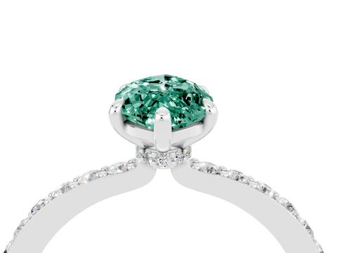 White gold Marquise Cut Green Sapphire Pavé Engagement Ring with Round  Accents and Prong Setting_28