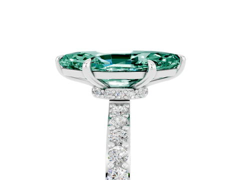 White gold Marquise Cut Green Sapphire Pavé Engagement Ring with Round  Accents and Prong Setting_29