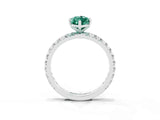 White gold Marquise Cut Green Sapphire Pavé Solitaire Ring with Round Band and Prong Setting_39