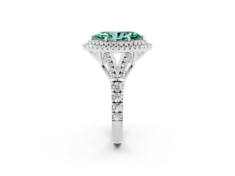 White gold Marquise Cut Green Sapphire Pavé Split Shank Double Halo Engagement Ring_2