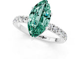 White gold Marquise Cut Green Sapphire Pave Band Solitaire Ring with Four-Prong Setting_25