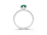 White gold Marquise Cut Green Sapphire Pave Band Solitaire Ring with Four-Prong Setting_27