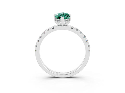 White gold Marquise Cut Green Sapphire Pave Band Solitaire Ring with Four-Prong Setting_27