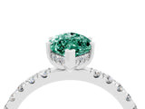 White gold Marquise Cut Green Sapphire Pave Band Solitaire Ring with Four-Prong Setting_28