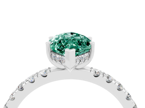 White gold Marquise Cut Green Sapphire Pave Band Solitaire Ring with Four-Prong Setting_28