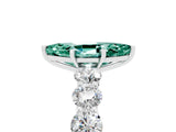 White gold Marquise Cut Green Sapphire Prong Setting with Side Stones on a Pave Band_5