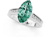 White gold Marquise Cut Green Sapphire Ring with Milgrain Pavé Band and Four-Prong Setting_13