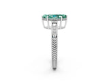 White gold Marquise Cut Green Sapphire Ring with Milgrain Pavé Band and Four-Prong Setting_14