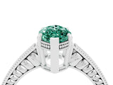 White gold Marquise Cut Green Sapphire Ring with Milgrain Pavé Band and Four-Prong Setting_16