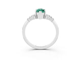 White gold Marquise Cut Green Sapphire Ring with Side Stones and Four-Prong Setting_39