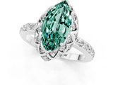 White gold Marquise Cut Green Sapphire Scalloped Halo Engagement Ring with Round Shared Prong Band_25