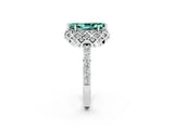 White gold Marquise Cut Green Sapphire Scalloped Halo Engagement Ring with Round Shared Prong Band_26