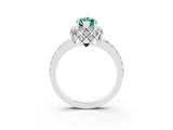 White gold Marquise Cut Green Sapphire Scalloped Halo Engagement Ring with Round Shared Prong Band_27