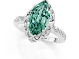 White gold Marquise Cut Green Sapphire Scalloped Halo Engagement Ring with Round Shared Prong Band_31