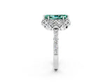 White gold Marquise Cut Green Sapphire Scalloped Halo Engagement Ring with Round Shared Prong Band_32