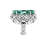 White gold Marquise Cut Green Sapphire Scalloped Halo Engagement Ring with Round Shared Prong Band_35