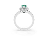 White gold Marquise Cut Green Sapphire Scalloped Halo Engagement Ring with Round Shared Prong Band_39