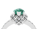 White gold Marquise Cut Green Sapphire Scalloped Halo Engagement Ring with Round Shared Prong Band_40