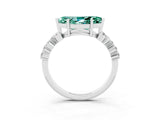 White gold Marquise Cut Green Sapphire Scattered Round Accent Ring with Prong Setting_27