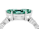 White gold Marquise Cut Green Sapphire Scattered Round Accent Ring with Prong Setting_28