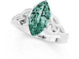White gold Marquise Cut Green Sapphire Solitaire Celtic Knot Ring with Four-Prong Setting_13