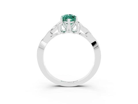 White gold Marquise Cut Green Sapphire Solitaire Celtic Knot Ring with Four-Prong Setting_15