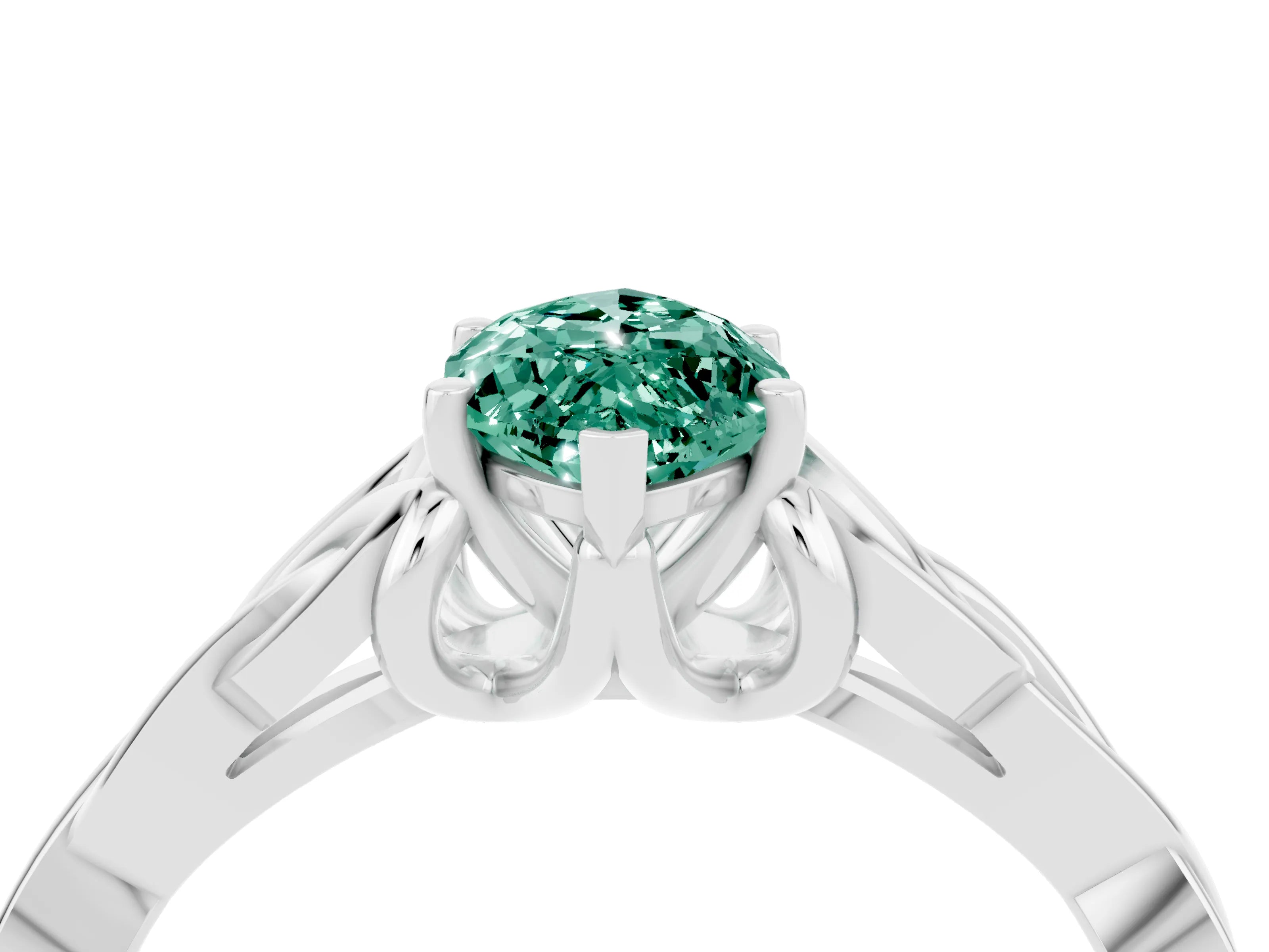 White gold Marquise Cut Green Sapphire Solitaire Celtic Knot Ring with Four-Prong Setting_16