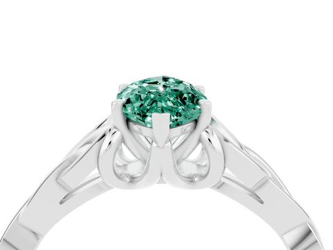White gold Marquise Cut Green Sapphire Solitaire Celtic Knot Ring with Four-Prong Setting_16