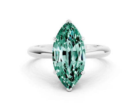 White gold Marquise Cut Green Sapphire Solitaire Engagement Ring with Cathedral Setting and Four-Prong Mount_24