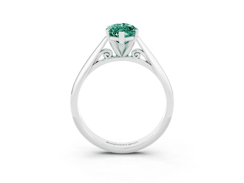 White gold Marquise Cut Green Sapphire Solitaire Engagement Ring with Cathedral Setting and Four-Prong Mount_27