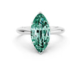 White gold Marquise Cut Green Sapphire Solitaire Engagement Ring with Cathedral Setting and Four-Prong Mount_30