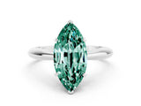White gold Marquise Cut Green Sapphire Solitaire Engagement Ring with Cathedral Setting and Four-Prong Mount_36