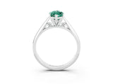 White gold Marquise Cut Green Sapphire Solitaire Engagement Ring with Cathedral Setting and Four-Prong Mount_39