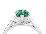 White gold Marquise Cut Green Sapphire Solitaire Engagement Ring with Cathedral Setting and Four-Prong Mount_40