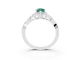 White gold Marquise Cut Green Sapphire Solitaire Engagement Ring with Celtic Knot Band and Four-Prong Setting_3