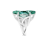 White gold Marquise Cut Green Sapphire Solitaire Engagement Ring with Celtic Knot Band and Four-Prong Setting_5