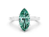 White gold Marquise Cut Green Sapphire Solitaire Engagement Ring with Classic Band and Four-Prong Setting_24