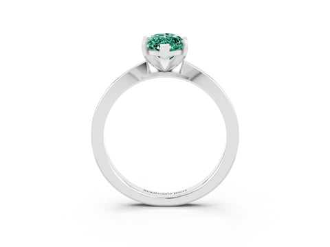 White gold Marquise Cut Green Sapphire Solitaire Engagement Ring with Classic Band and Four-Prong Setting_27