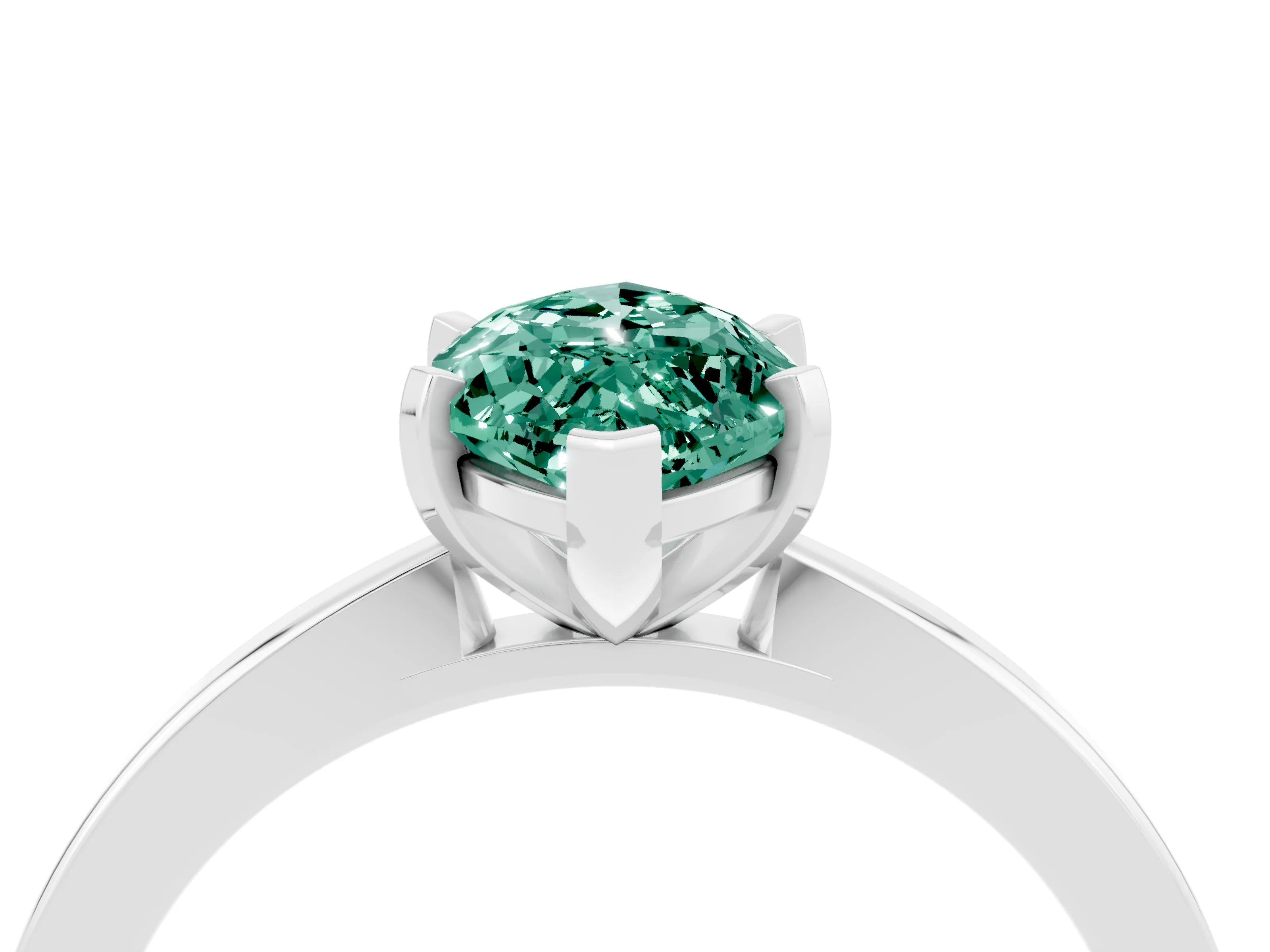 White gold Marquise Cut Green Sapphire Solitaire Engagement Ring with Classic Band and Four-Prong Setting_28