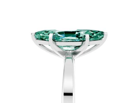 White gold Marquise Cut Green Sapphire Solitaire Engagement Ring with Classic Band and Four-Prong Setting_29