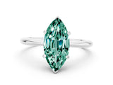 White gold Marquise Cut Green Sapphire Solitaire Engagement Ring with Classic Band and Four-Prong Setting_36