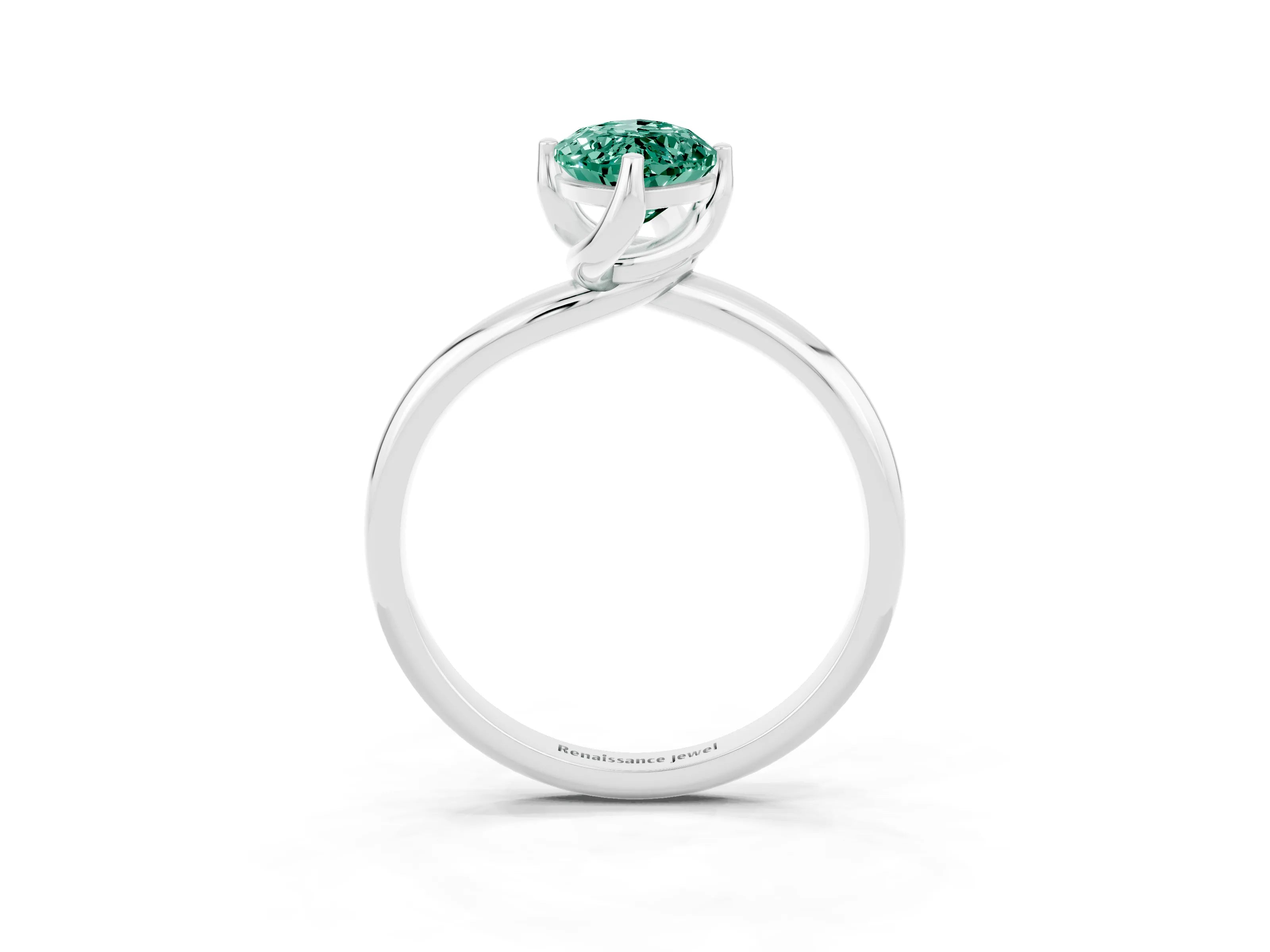 White gold Marquise Cut Green Sapphire Solitaire Engagement Ring with Four-Prong Setting and Classic Band_33